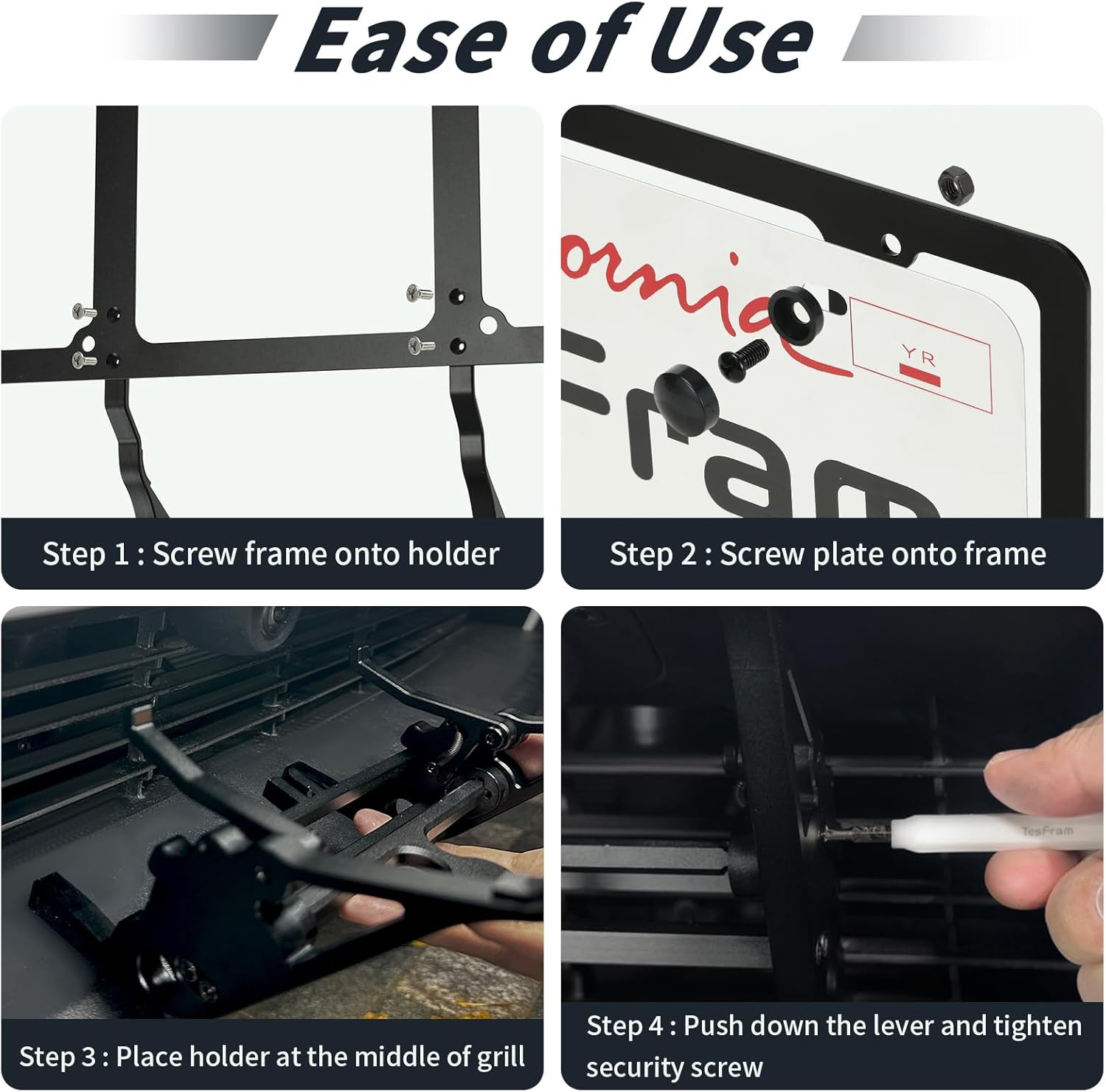 2026 Performance Model 3 Front License Plate Holder - No Block Camera Visibility, Bumper Paint-Safe, No Drill License Plate Mounting Kit with Anti-Theft Features