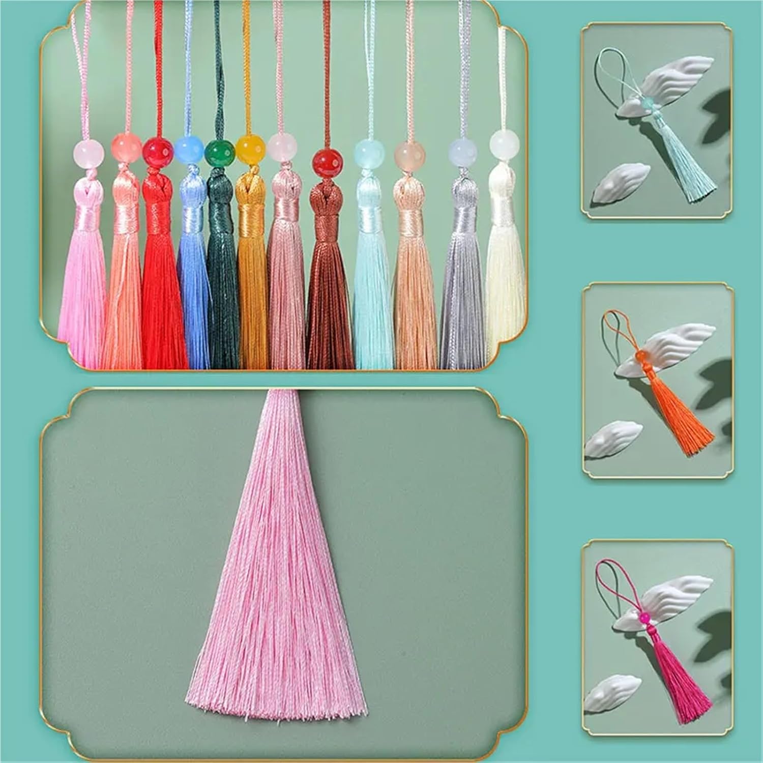 Tassel Decorative Cord Bookmark Beaded Tassels Polyester Handmade Soft Mini with Loop Fringe Brush for DIY Jewelry Makin(Deep Brown,20Pcs)