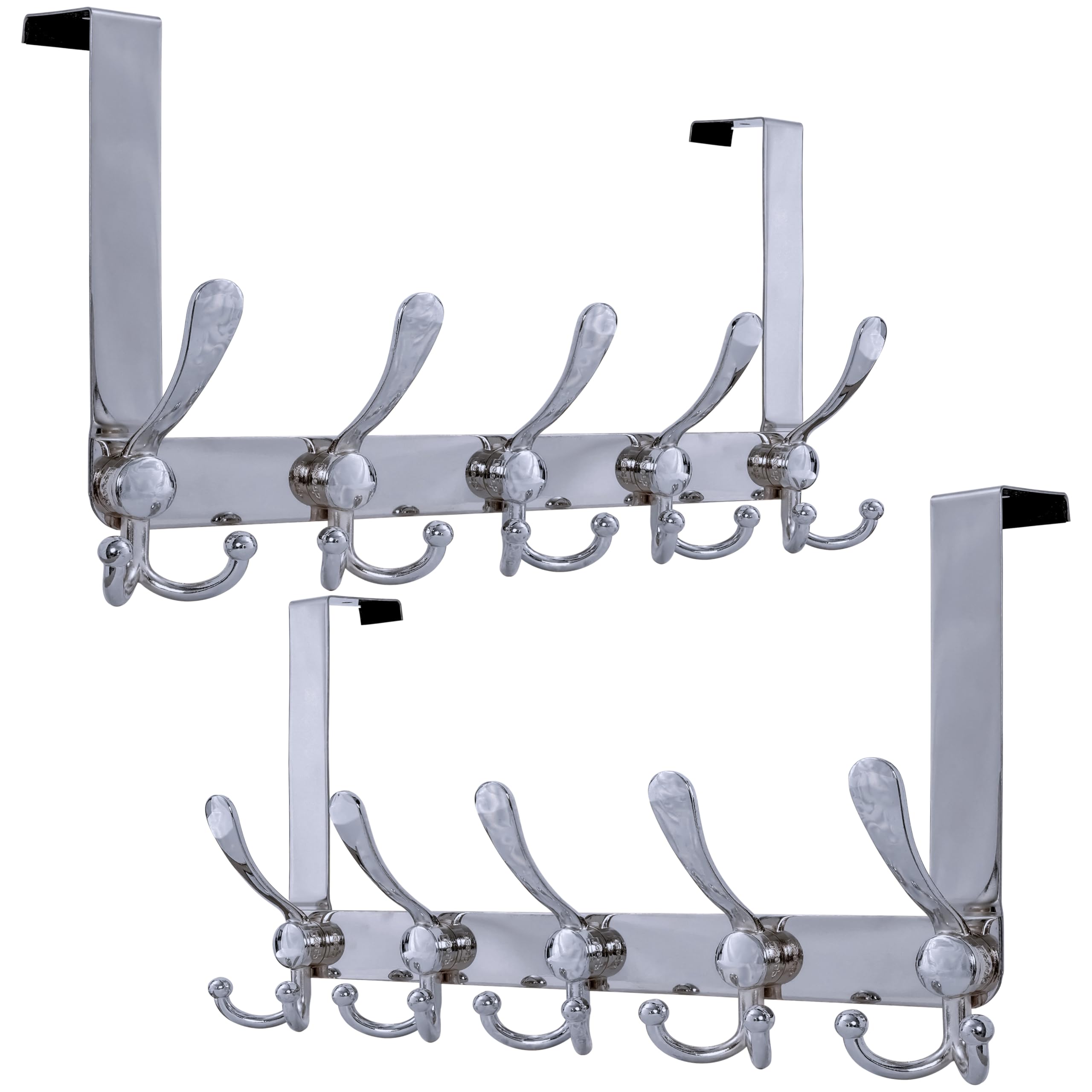 Dseap Upgraded Over Door Hook, Chromed, Pro with Easy-Install (2pcs)