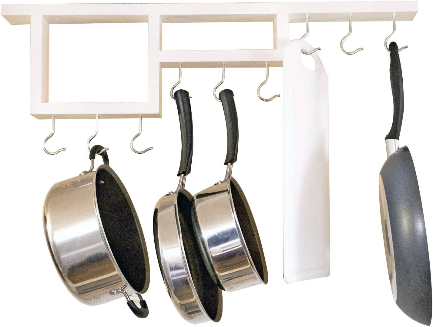 Pot Rack Easy to Reach Ceiling Mount RealWood Pot Hanger by HomeHarmony (28in