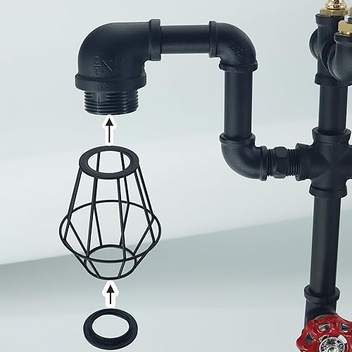 Miniatura 3 de Steam Punk Lamp with Clock&Pressure Gauge, Dimmable Loft Style Industrial Vintage Antique Style Light, Iron Piping Aged Rustic Metal Desk Lamp,