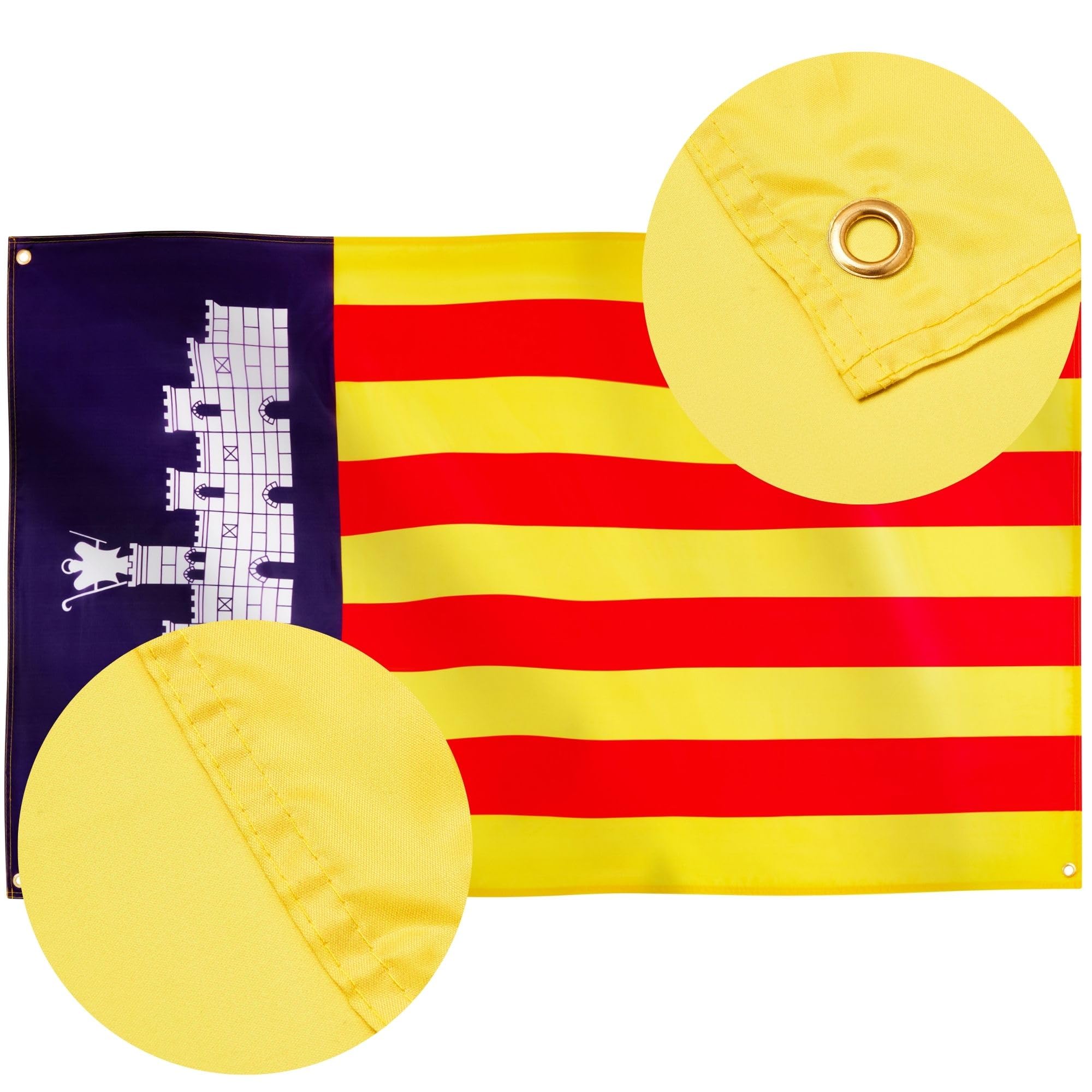 Runesol Mallorca Flag, 91x152cm, 3ft x 5ft, 4 Grommets, Eyelet In Every Corner, Spanish Regional, Mallorcan, Majorca, Premium - Image 4