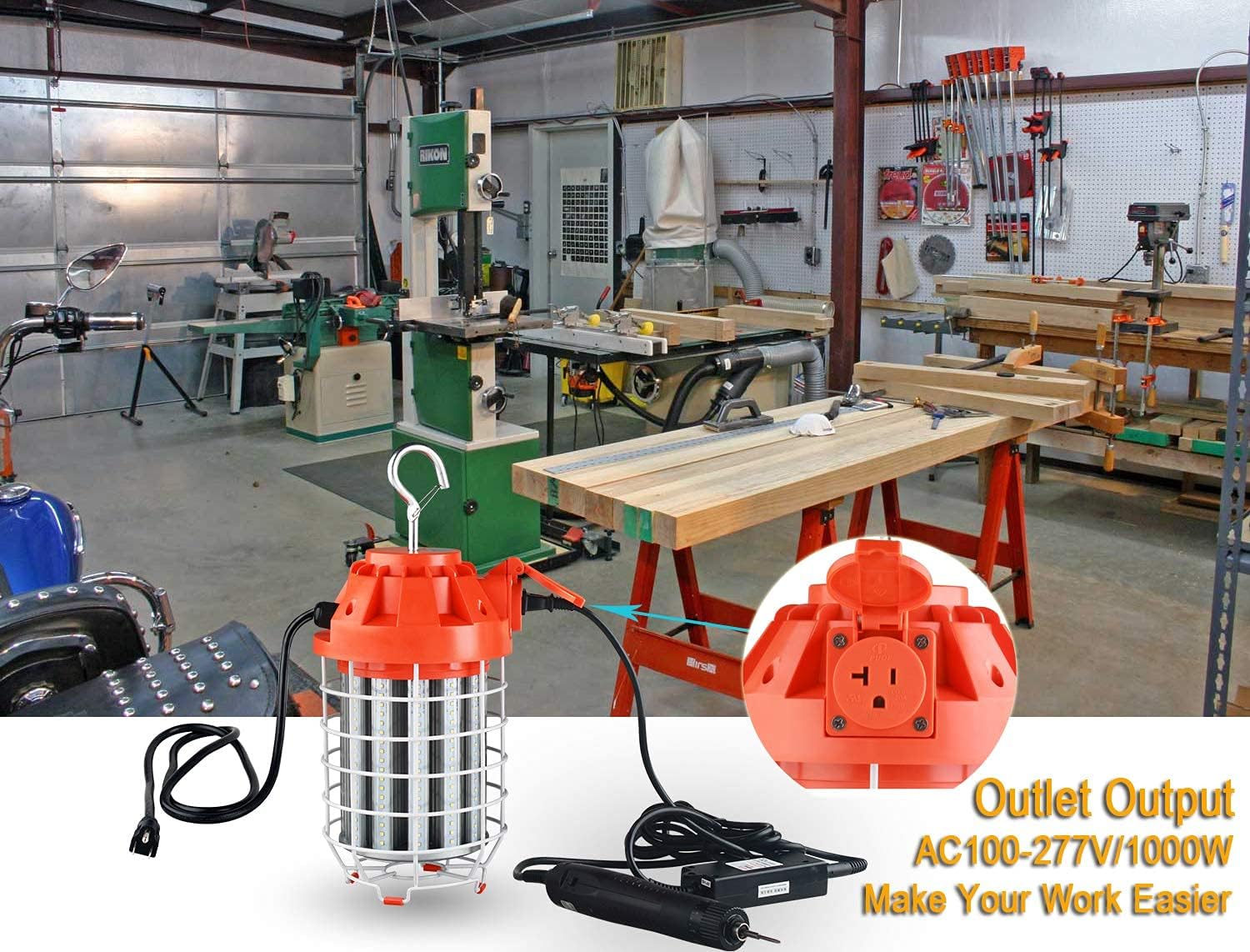 Lоwеѕt Prісе Dephen 130W LED Temporary Work Light-18200Lumen Construction Lights 5000K LED Work Lights Linkable Construction Temporary Lighting with Outlet & Hook for Outdoor Indoor Temporary Lights