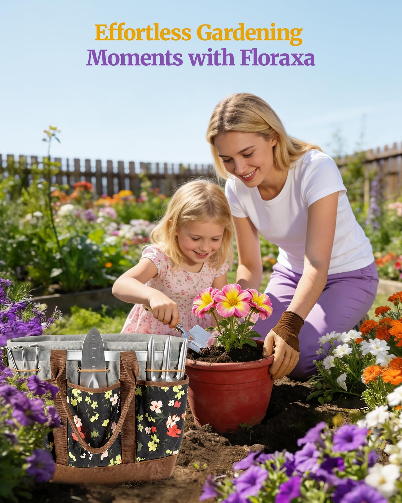 10-Piece Garden Tool Set, Heavy-Duty Stainless Steel Rust-Proof Gardening Tools with Ergonomic Wood Handles, Reinforced Organizer Handbag for Planting, Gardening Gift Set for Women, Mother - 2