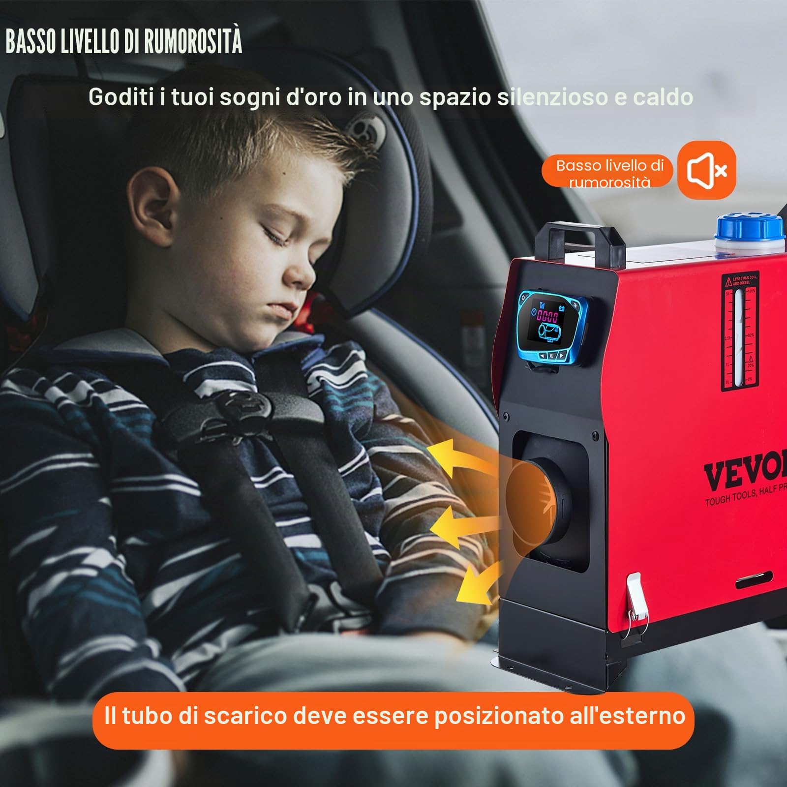 VEVOR scaldabagno diesel 12V 8kW riscaldamento aria 0,18-0,48 cm per auto camper