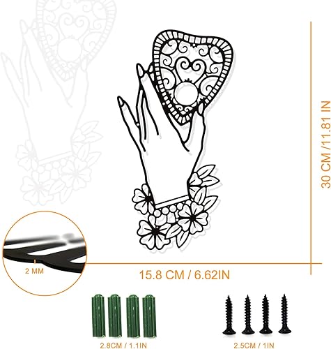 Miniatura 2 de NBEADS Heart Metal Wall Art Decor, Black OuiJa Hand Wall Hanging Decor Silhouette Wall Art for Home Bedroom Living Room Garden Hotel Office Wall