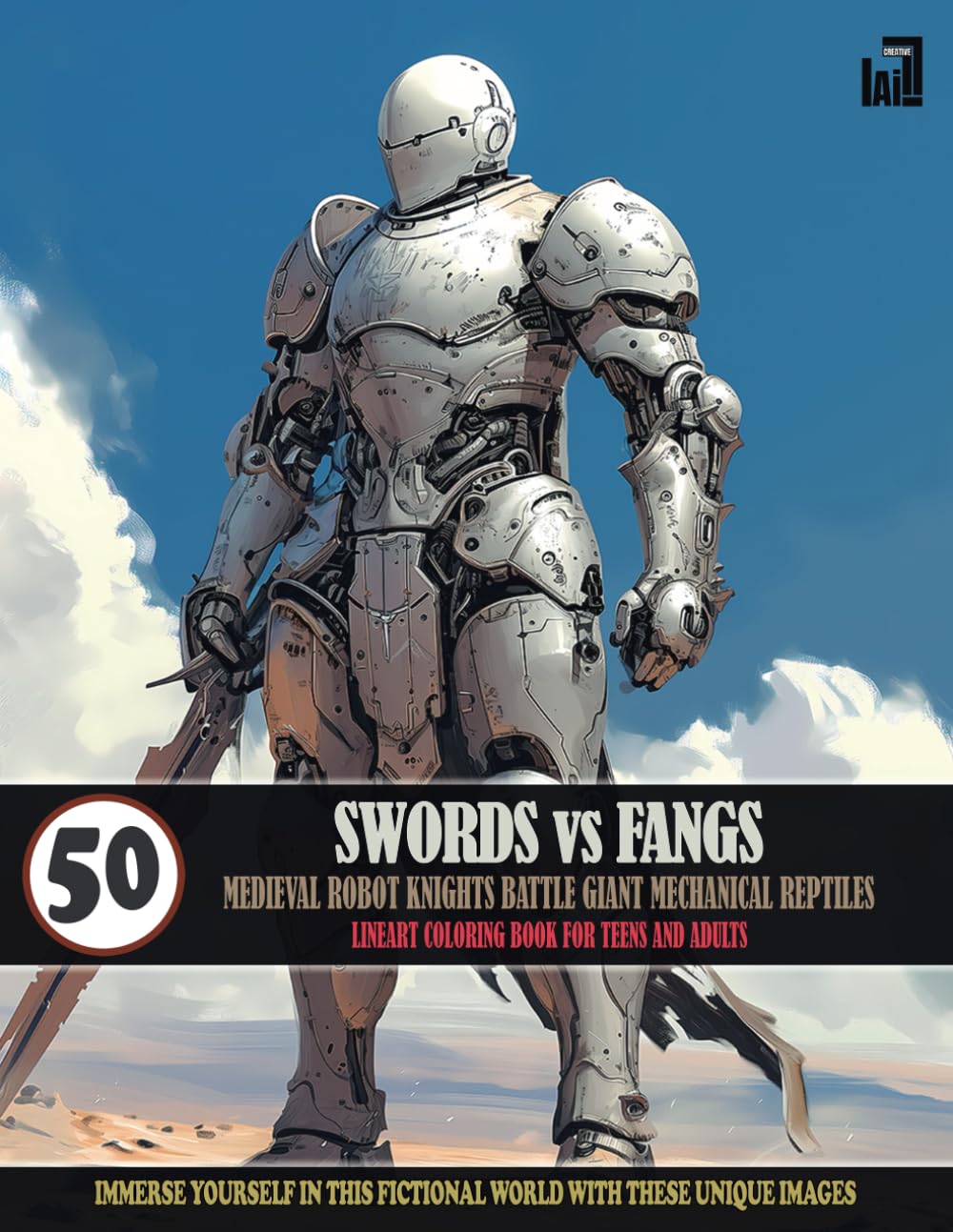 SWORDS vs FANGS: MEDIEVAL ROBOT DUEL COLORING BOOK: Journey Into A World Of Fiction And Fantasy Where Robot Knights Battle Giant Mechanical Reptiles