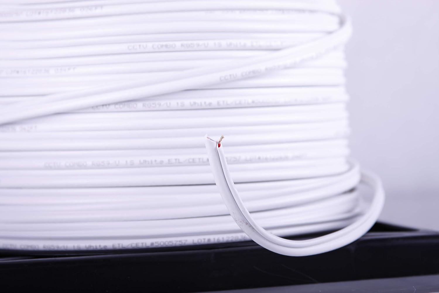 Black Friday Clearance Five Star Cable RG59 500ft Bare Copper Siamese Coaxial Combo Cable Solid 20 AWG RG59 + 18/2 18AWG Power ETL Listed CCTV Cable, White