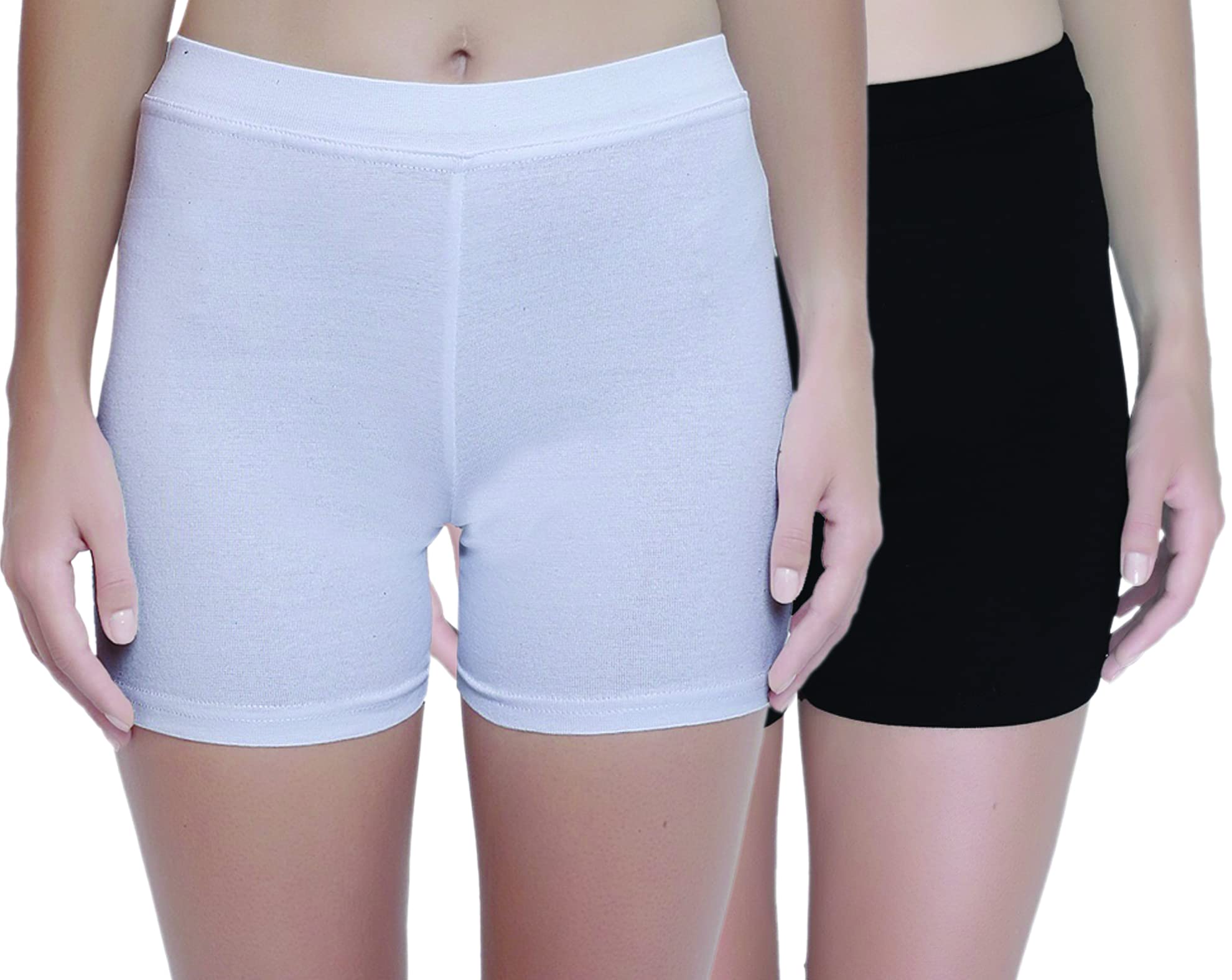 GLAMROOT Women's/Girl's Cotton Lycra High Waist Under Skirt Shorts/Cycling Shorts, (Pack Of 2)