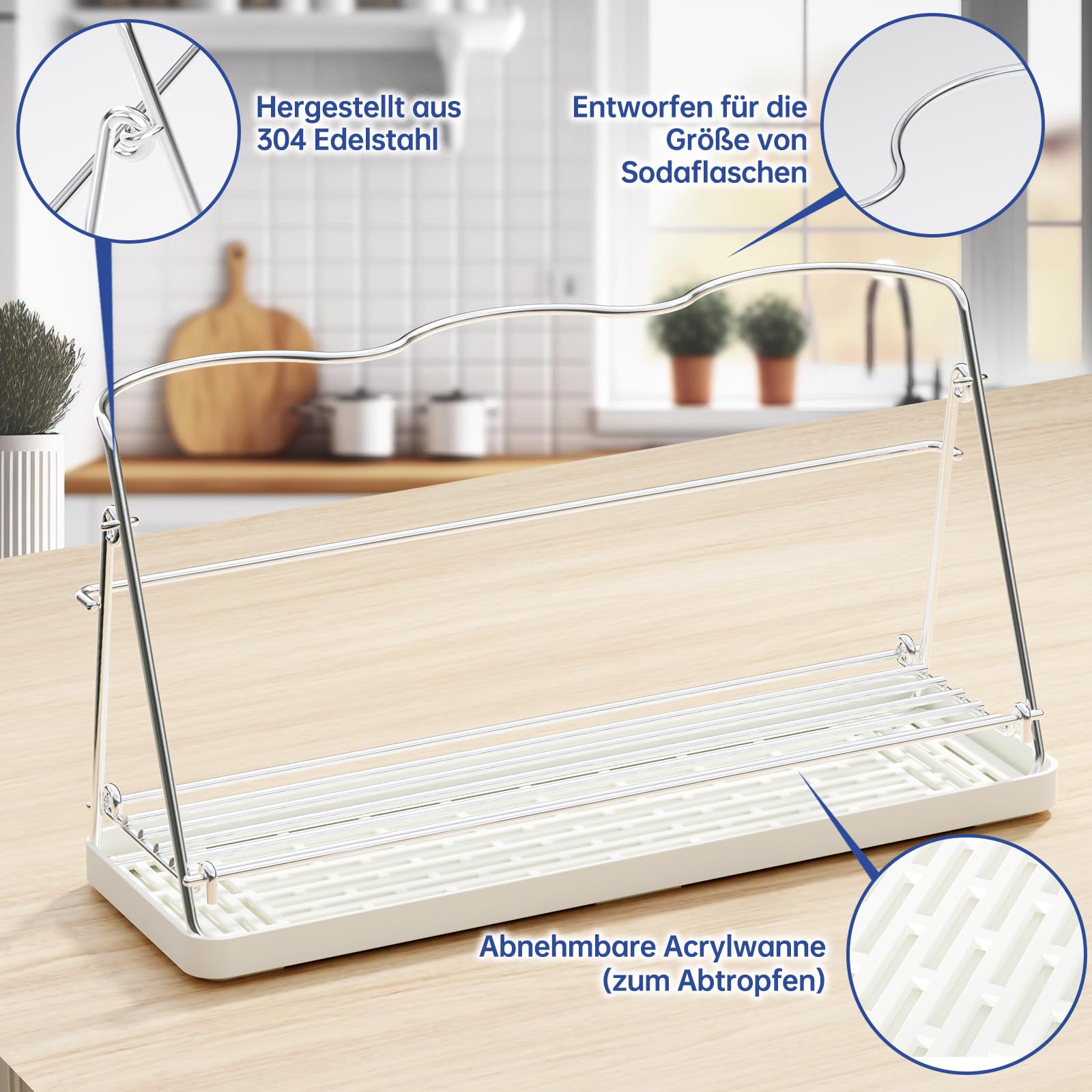PAVSTINE Stainless Steel Bottle Holder for Sodastream Foldable Bottle Stand with Removable Tray, Dishwasher Safe, Cake Organiser - Image 2