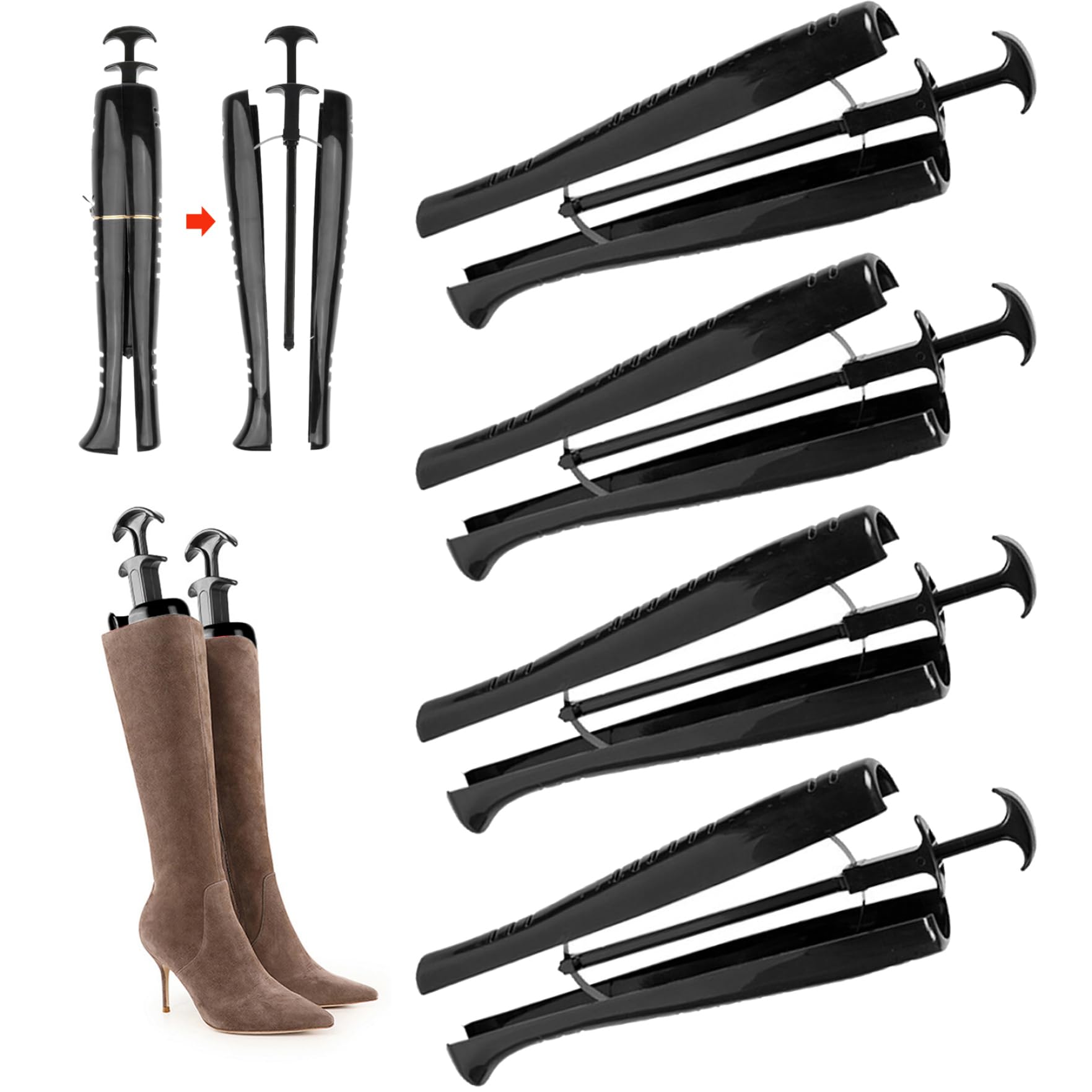 NIDONE Árbol de arranque, formas de botas de 2 pares para botas altas de 12 pulgadas Swaper de zapato ajustable con manguito de zapateros lavables antihorreas para vaqueros, mujeres