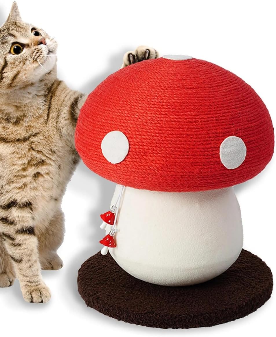 Cat Scratching Post, Mushroom Cat Scratcher Featuring