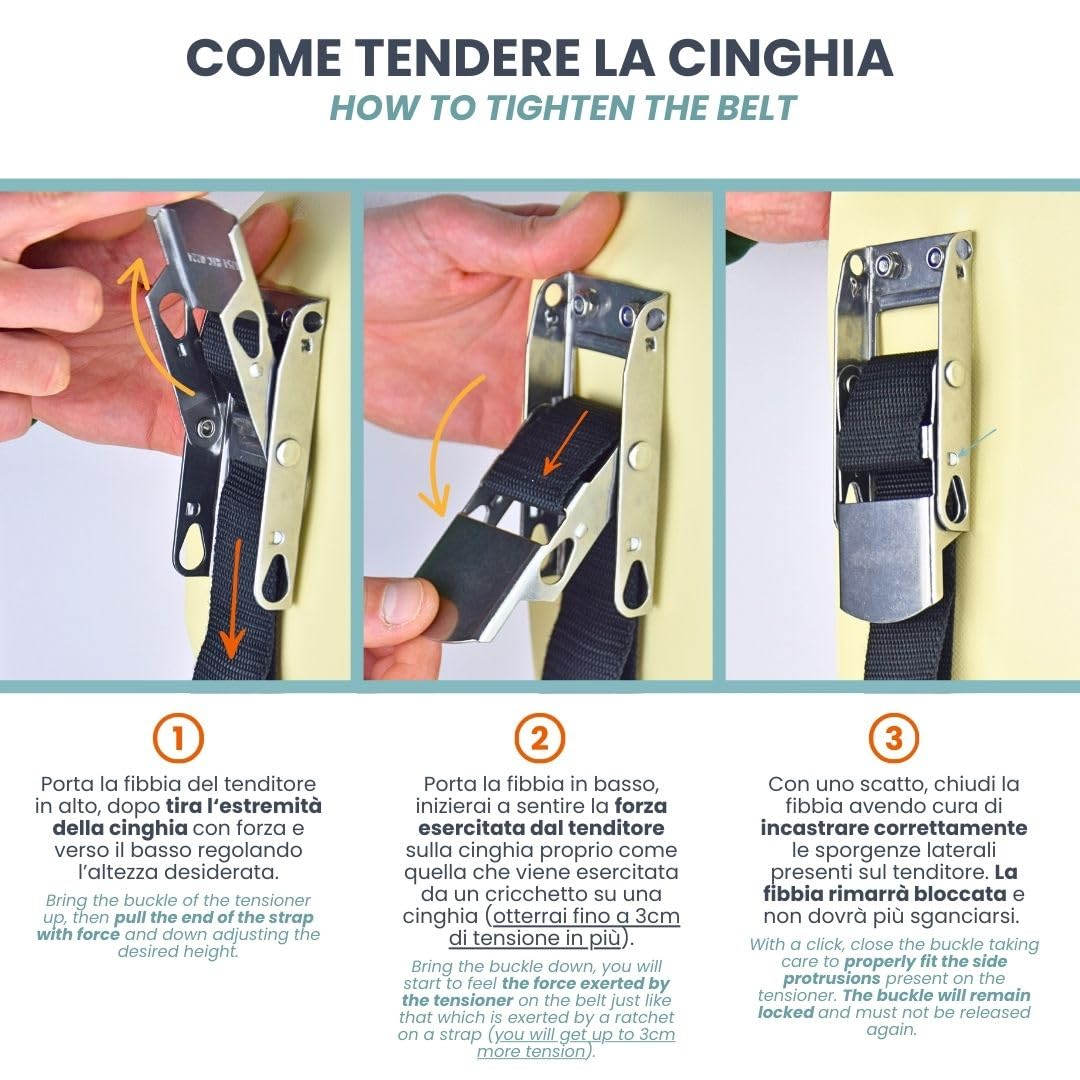 TENDAGGIMANIA Cinghia A Cricchetto A Sgancio Rapido - Chiusura Teloni Per Camion E Furgoni, Cinghia Di Fissaggio Tenditelo Per Teli Laterali Gazebo E Pergole (Confezione da 2)