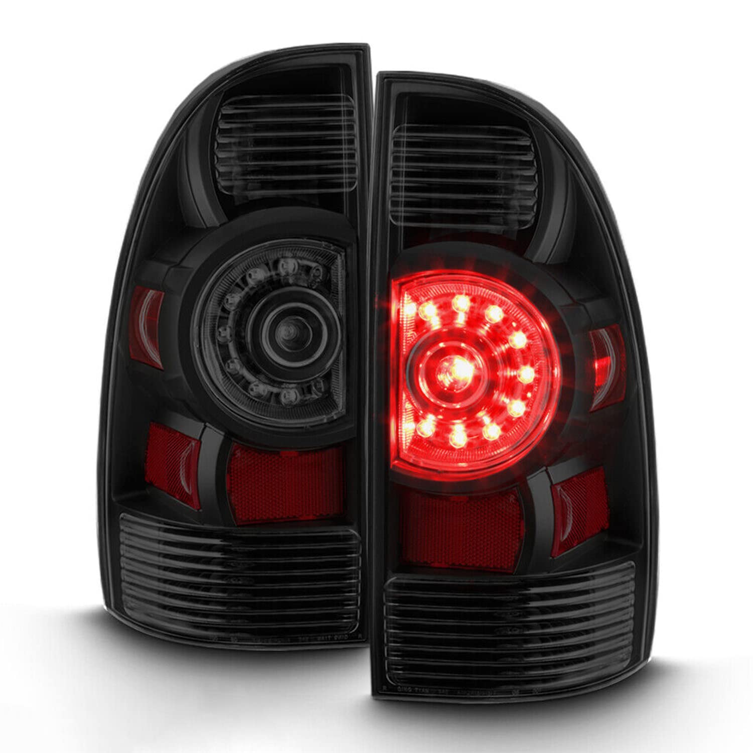 AKKON - For Factory Style Black Smoked 2005-2015 Toyota Tacoma LED Pair Tail Lights Brake Lamps Replacement