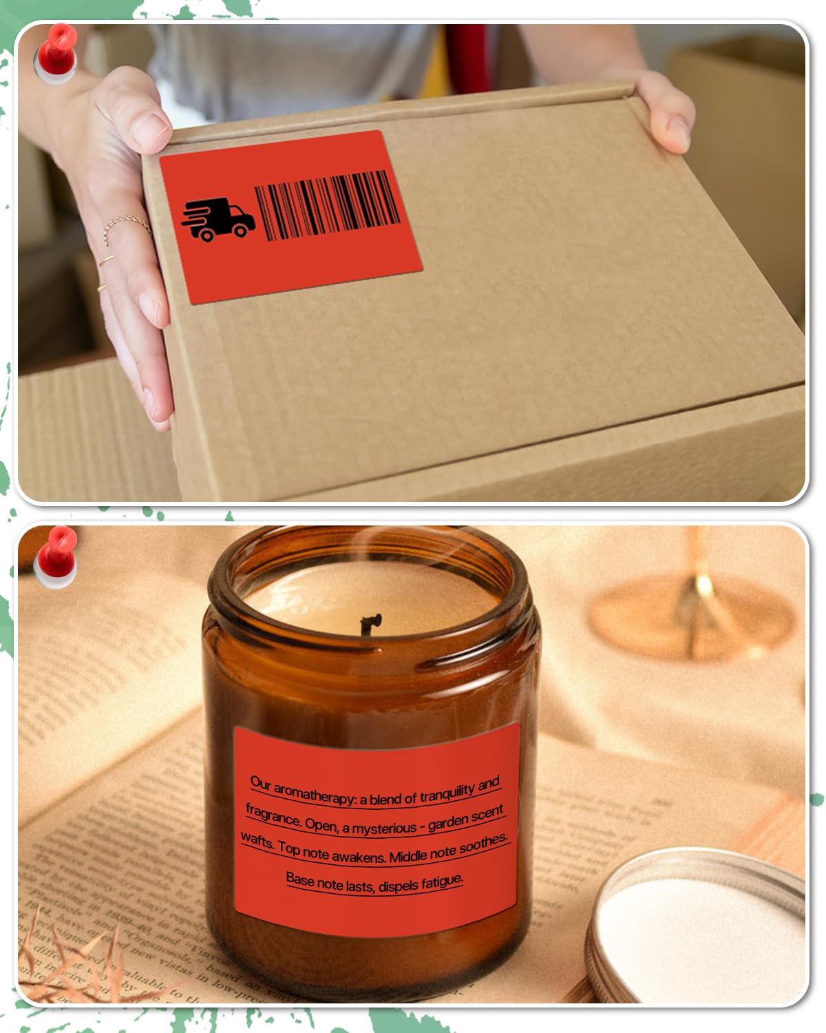 Rechteckige Thermo-Etiketten-Aufkleber, 7,6 x 5,1 cm, selbstklebende Thermodirekt-Aufkleber, Etiketten für Barcode-Versand, kompatibel mit Thermo-Etikettendruckern, 500 Etiketten/Rolle, Rot