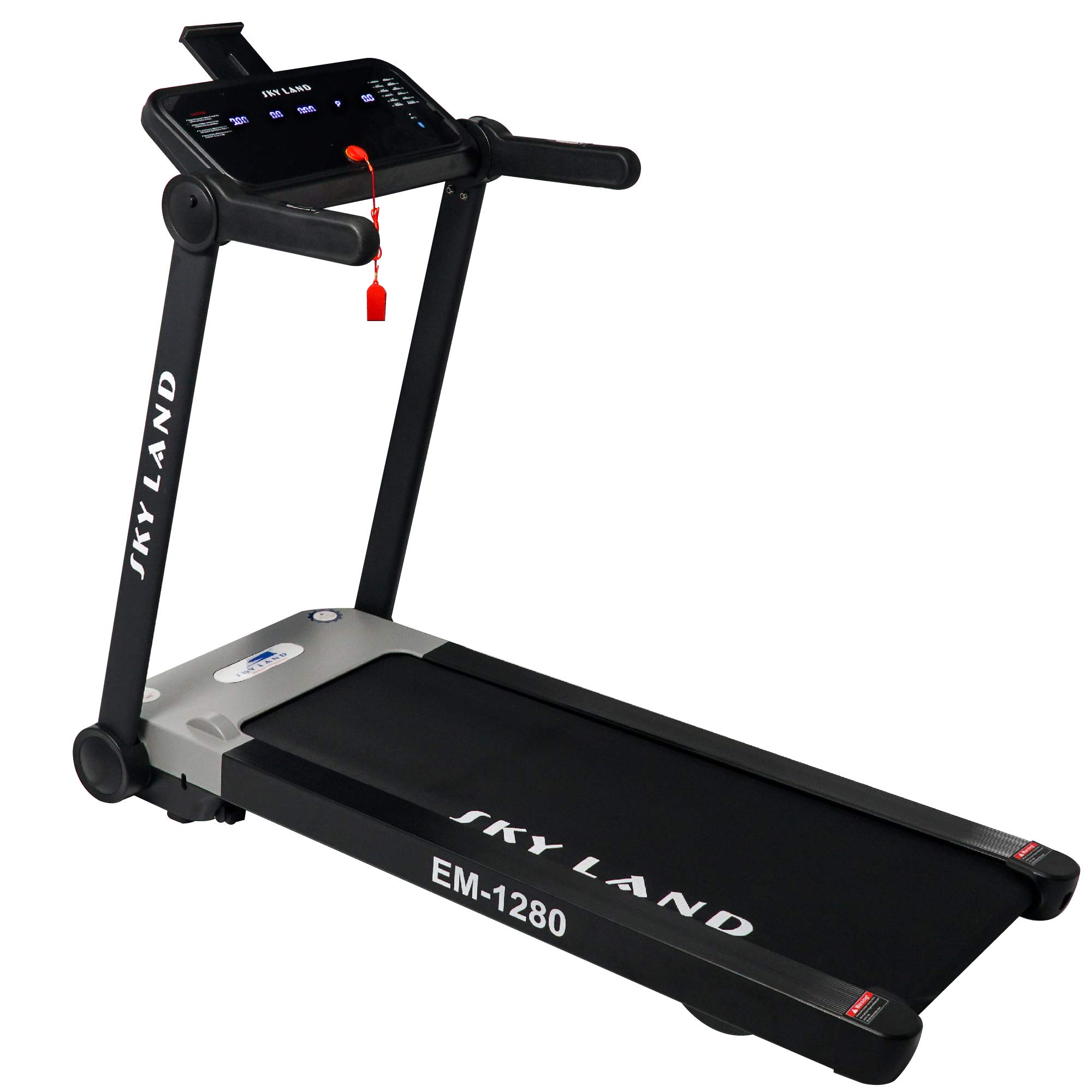 Foldable Home Treadmill | 4 HP Peak Motor, 12 km/h Speed, 12 Programs | Compact Running Machine for Home Gym with LCD Display & MP3 Speakers | Max User Weight 100KG EM-1280