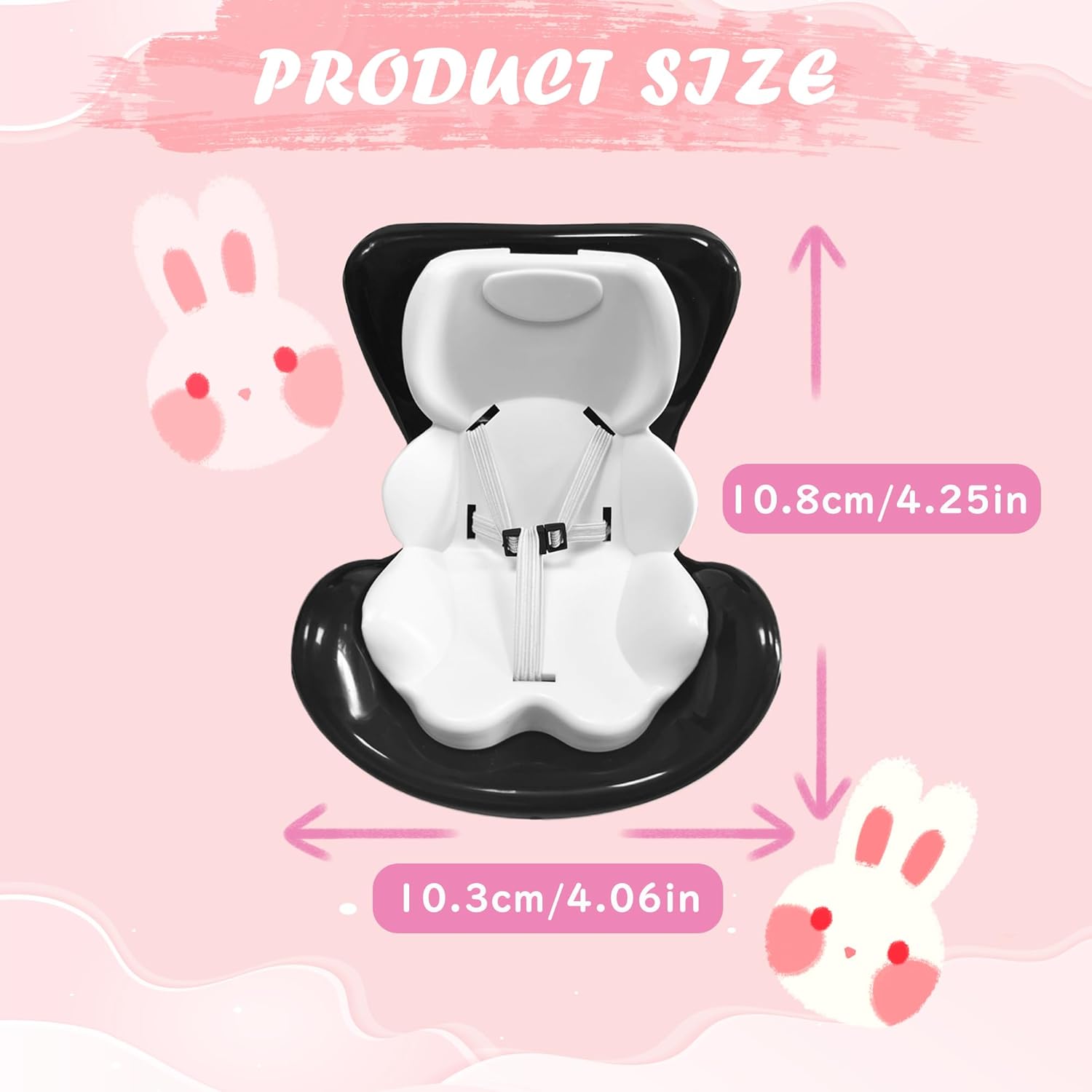 Black Double-Seat Car Seat for 10-17cm Dolls, Miniature Air Vent Clip Seat for Car, Cute Car Ornaments for Doll Display