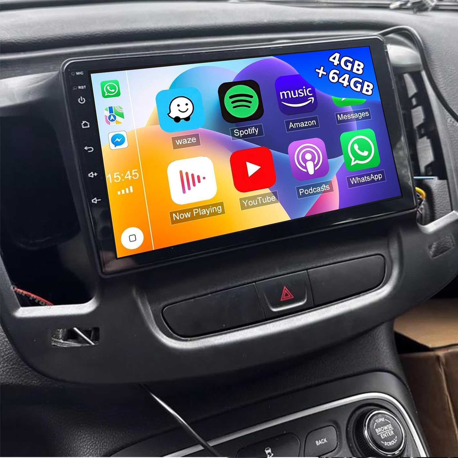 4G+64G 9 inch Car Stereo for Chrysler 200C 2015-2019 with Wireless CarPlay/Android Auto WiFi/USB/Bluetooth, DSP, FM/SWC, MirrorLink GPS Navigation AHD Backup Camera