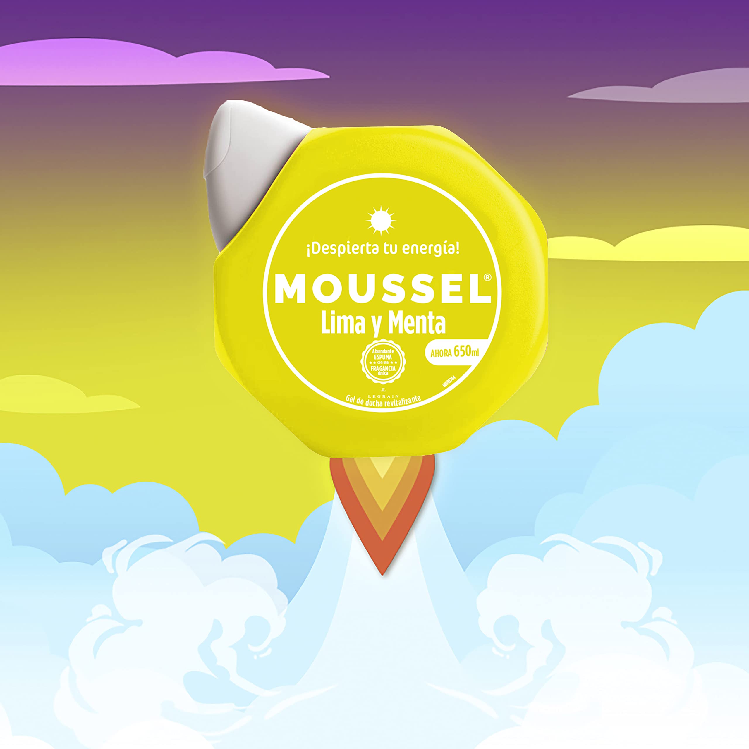 Moussel Gel de Ducha Revitalizante, con Lima y Menta, 650 ml