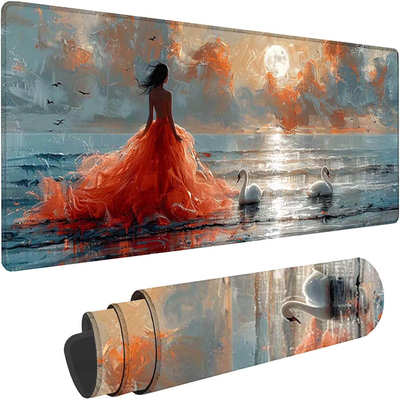 Szara podkładka pod mysz XXL 1600 x 800 x 3 mm duża podkładka pod mysz plażowa podkładka pod mysz akcesoria biurowe, zmywalna, antypoślizgowa gumowa podstawa, wodoodporna podkładka pod mysz do