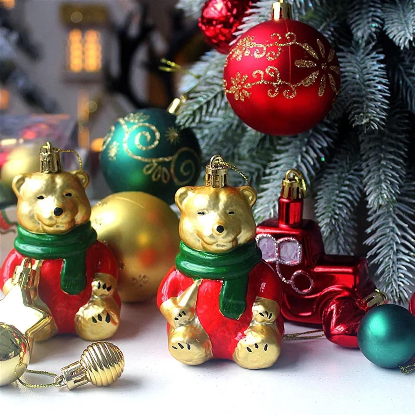 72 bolas de Navidad galvanizadas pintadas para el hogar, adornos para árbol de Navidad, 2-8,5 cm