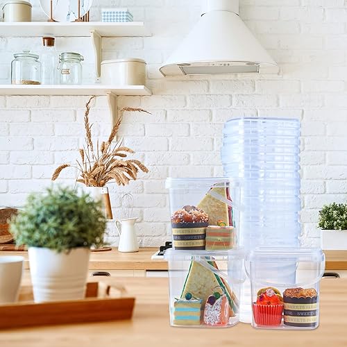 Vista 7 de Macarrie Paquete de 50 recipientes cuadrados de 68 onzas con tapas, contenedores de plástico transparente para almacenamiento de alimentos