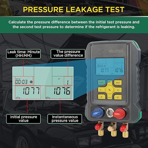 Miniatura 3 de Manómetro de CA digital HVAC para 93 refrigerantes, juego de manómetros de presión de CA R134A R22 R12 R410A R1234YF Kit de recarga de refrigerante