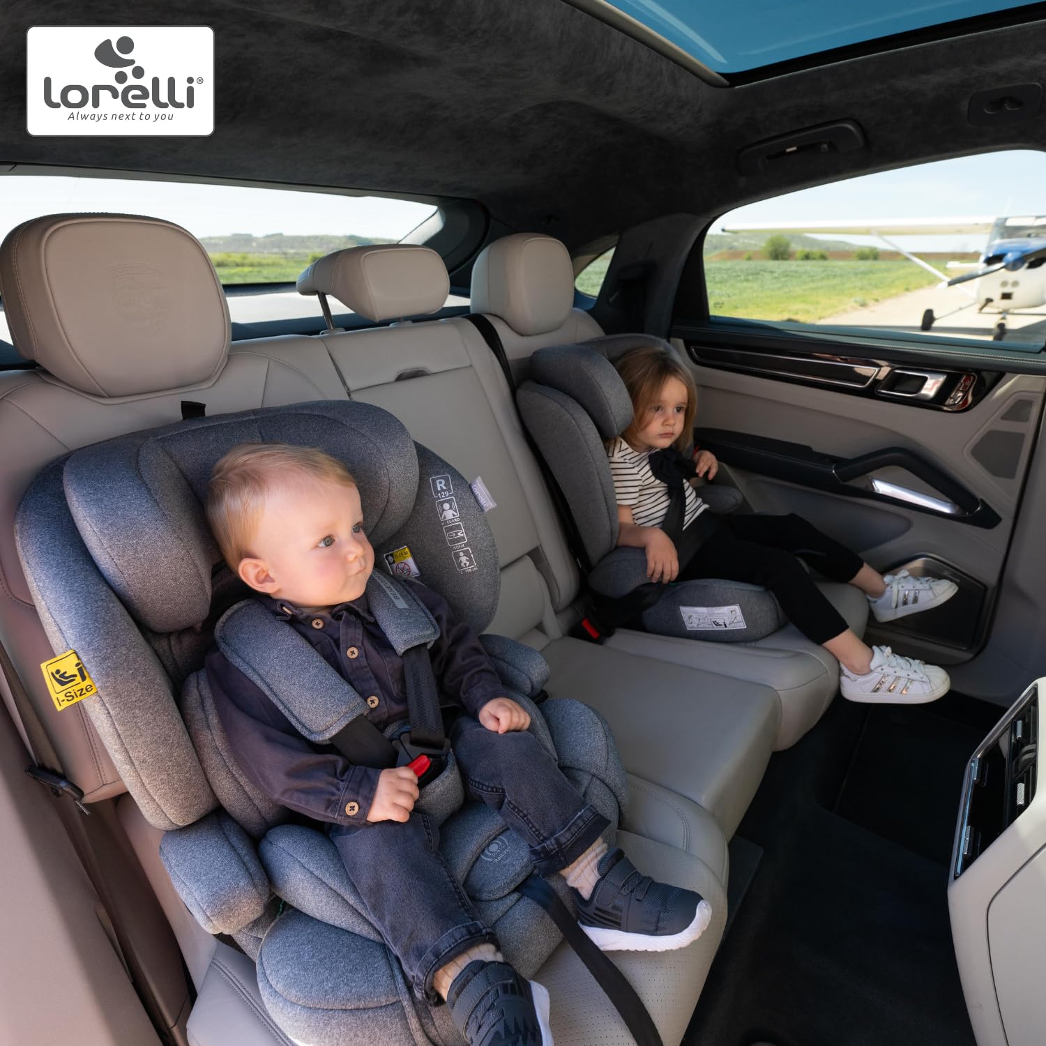 Lorelli Auto Kindersitz Benevento mit Isofix i-Size, Mitwachsender Autositz für Kinder von 76-150 cm, Babysitz, Autokindersitz, Einstellbare Kopfstütze, 5-Punkt-Sicherheitsgurt, gelb