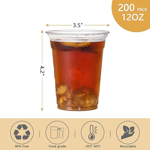 Miniatura 9 de Lullaby Paquete de 200 vasos de plástico desechables con tapas + 200 vasos de plástico desechables