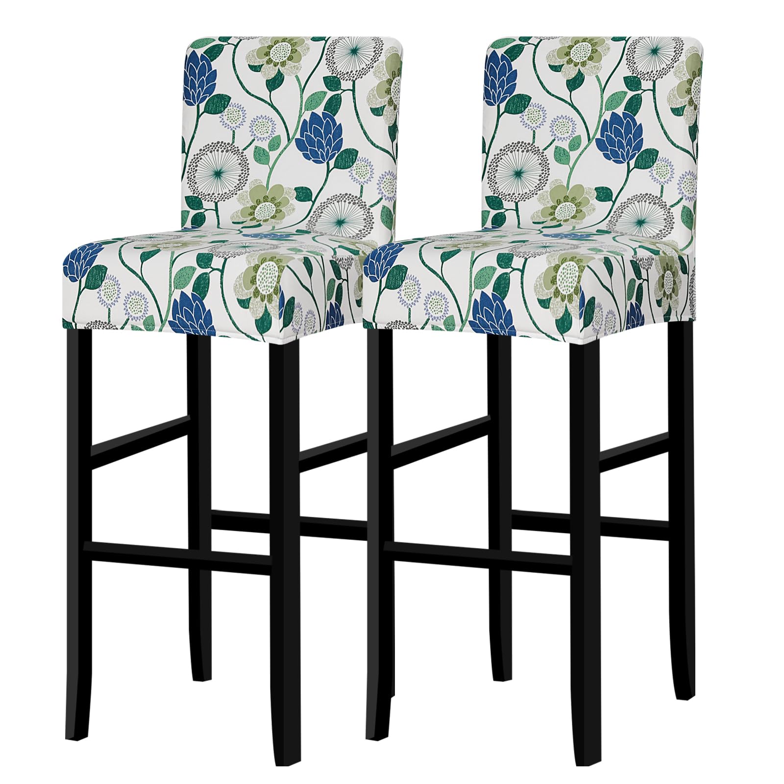 Lellen Bar Stool Covers Set of 4- Jacquard Bar Stool Chair Cover with Backs,Barstool Covers Slipcovers,Stretch Barstool Seat Covers,Chair Protector Covers for Kitchen Dining Room Counter Island