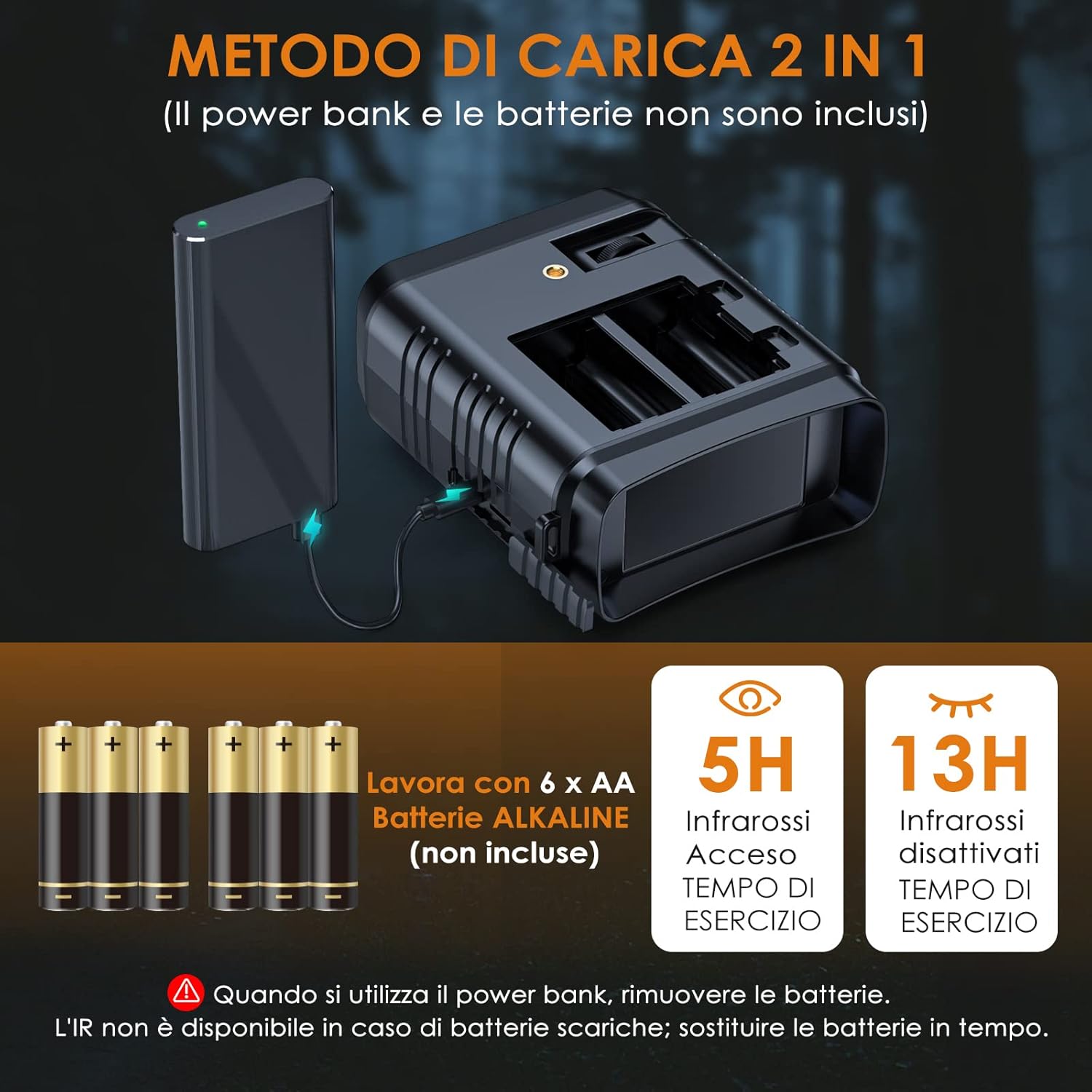 Binocolo Visione Notturna, TKWSER Visore Notturno 1920x1080P 3" TFT LCD 5X Digitale Zoom 7-LIVELLI Infrarossi Vista 300M al 100% Buio per la Caccia Osservazione - Immagine 3