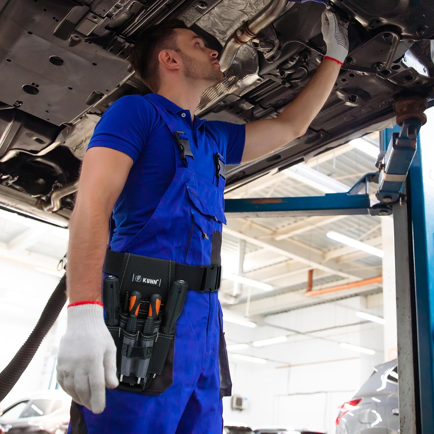 KUNN Small Electrician Tool Pouch with Belt Clip - 7 Pocket Heavy Duty Tool Belt Organizer | 1680D Ballistic Nylon, Adjustable Holster for Technicians, HVAC, Plumbers & DIY - Image 5