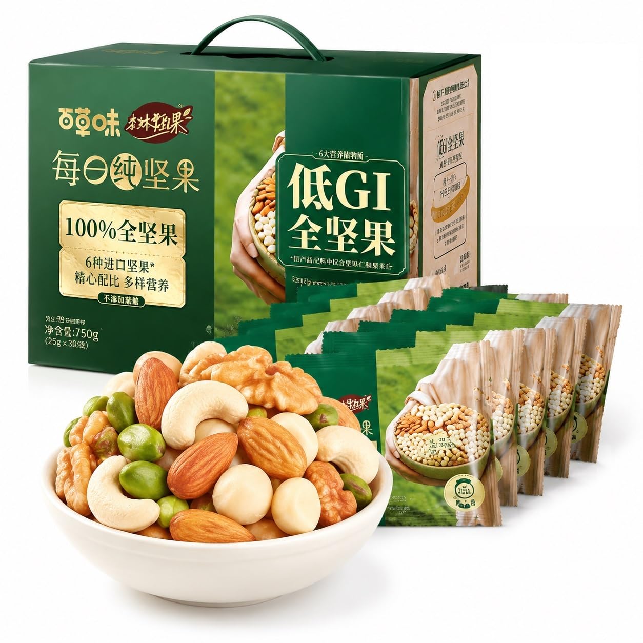 Paquetes Diarios De Refrigerios Nueces Y Frutas Secas, 30 Bolsas Envueltas Individualmente (750 G), 6 3, Crujientes Jugosos, For Llevar