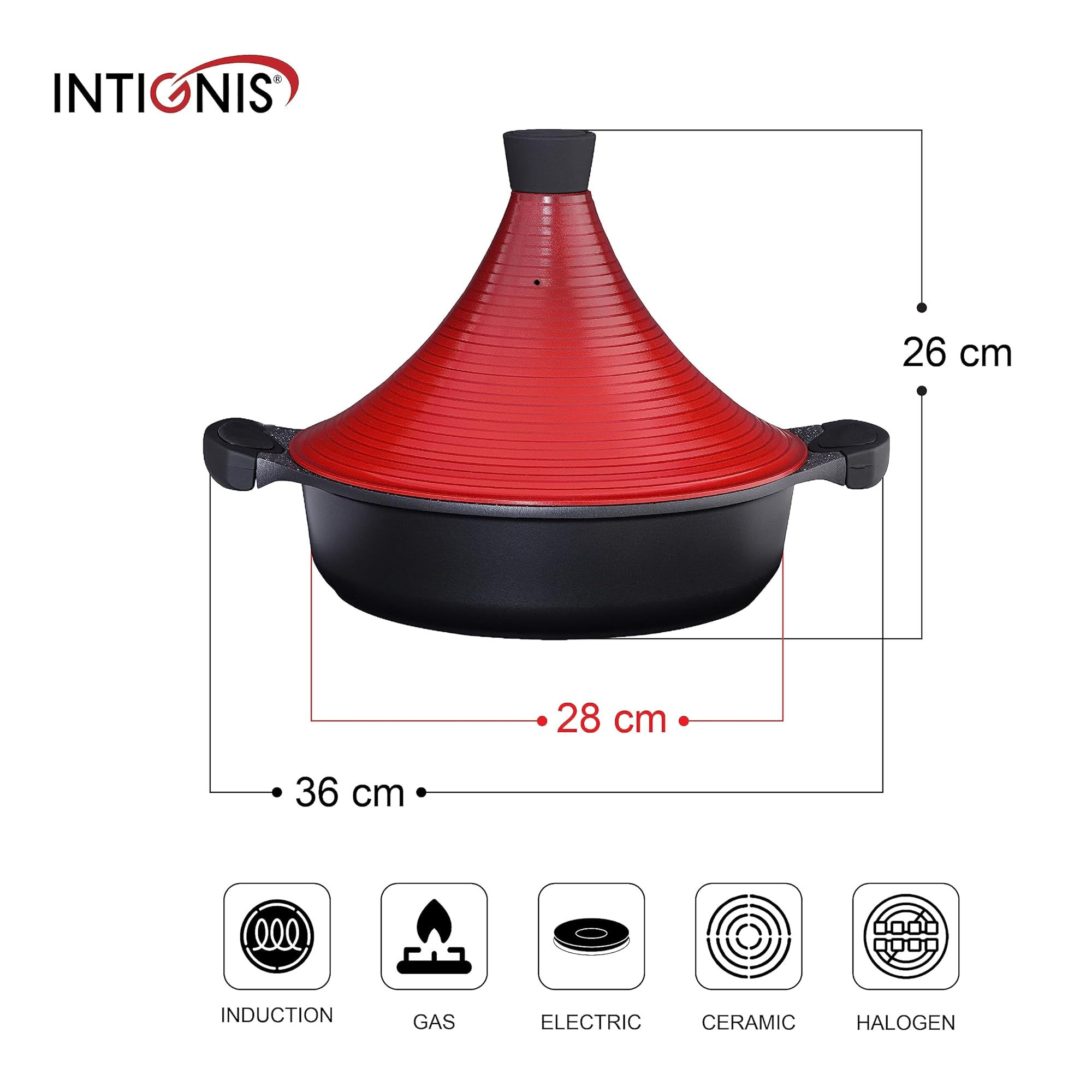 Tajine Marocain En Aluminium 28 Cm Avec Couvercle Auto-Arrosant – Plat À Tajine Antiadhésif Pour Cuisson Lente