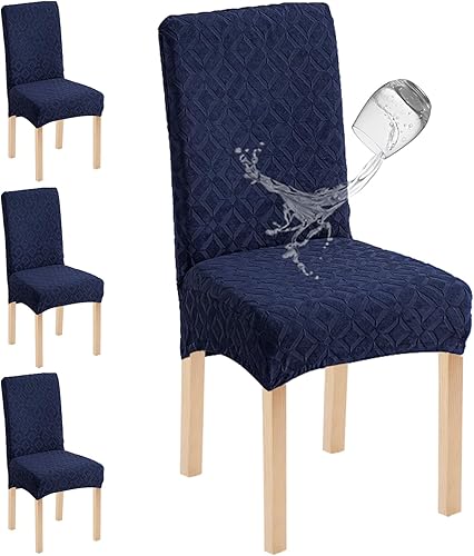 Miniatura 20 de Genina Juego de 4 fundas impermeables para sillas de comedor, extraíbles y lavables, color gris oscuro Gris-oscuro,Beige,Negro,Chocolate,Blanco