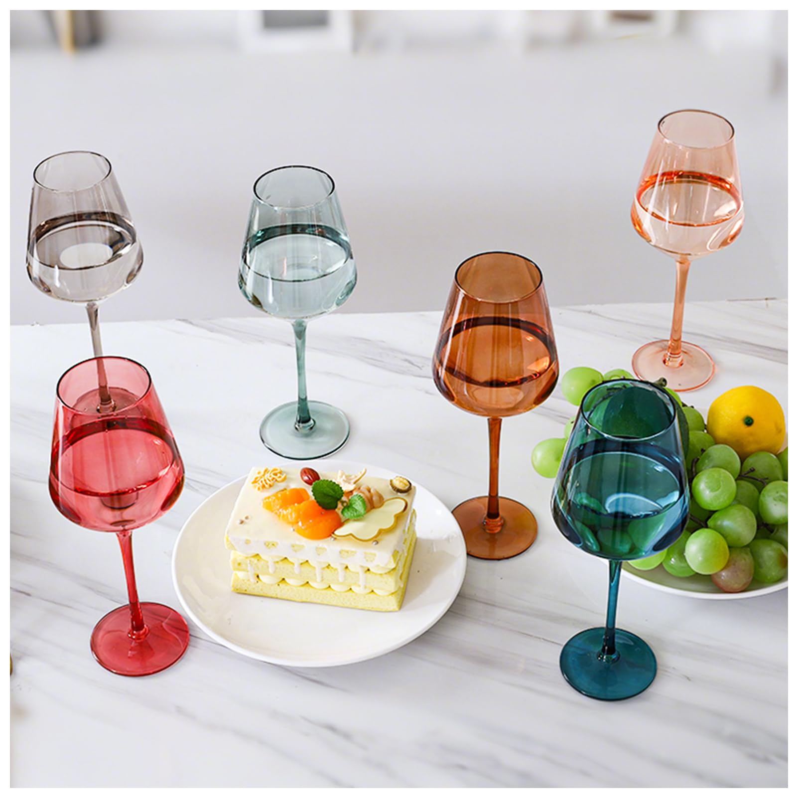 Amazon.com | AIRXINLAY Colored Wine Glasses Set of 6-18.6oz