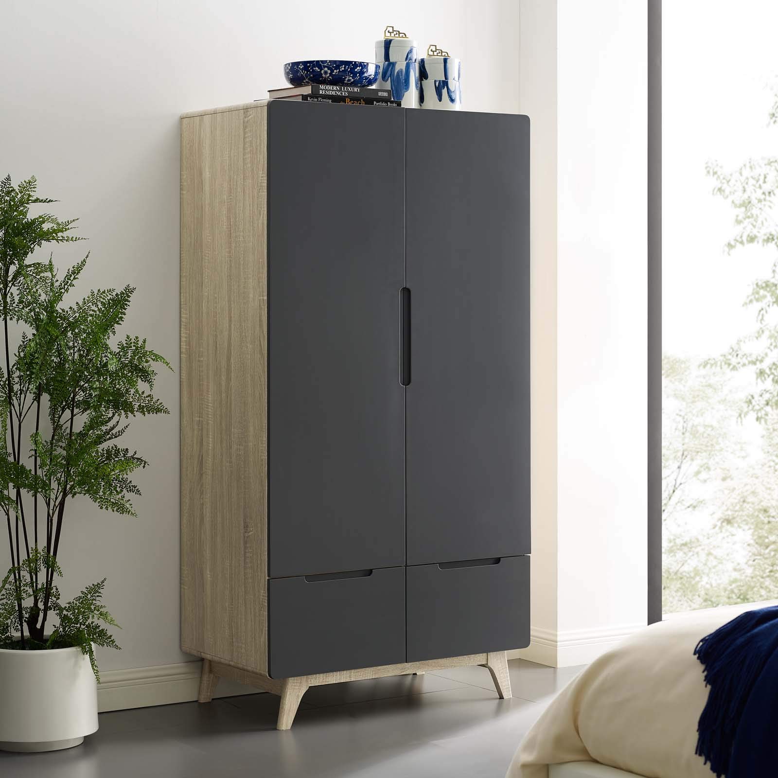 Buy Modway Origin Contemporary MidCentury Modern Wardrobe in Natural Gray Online at