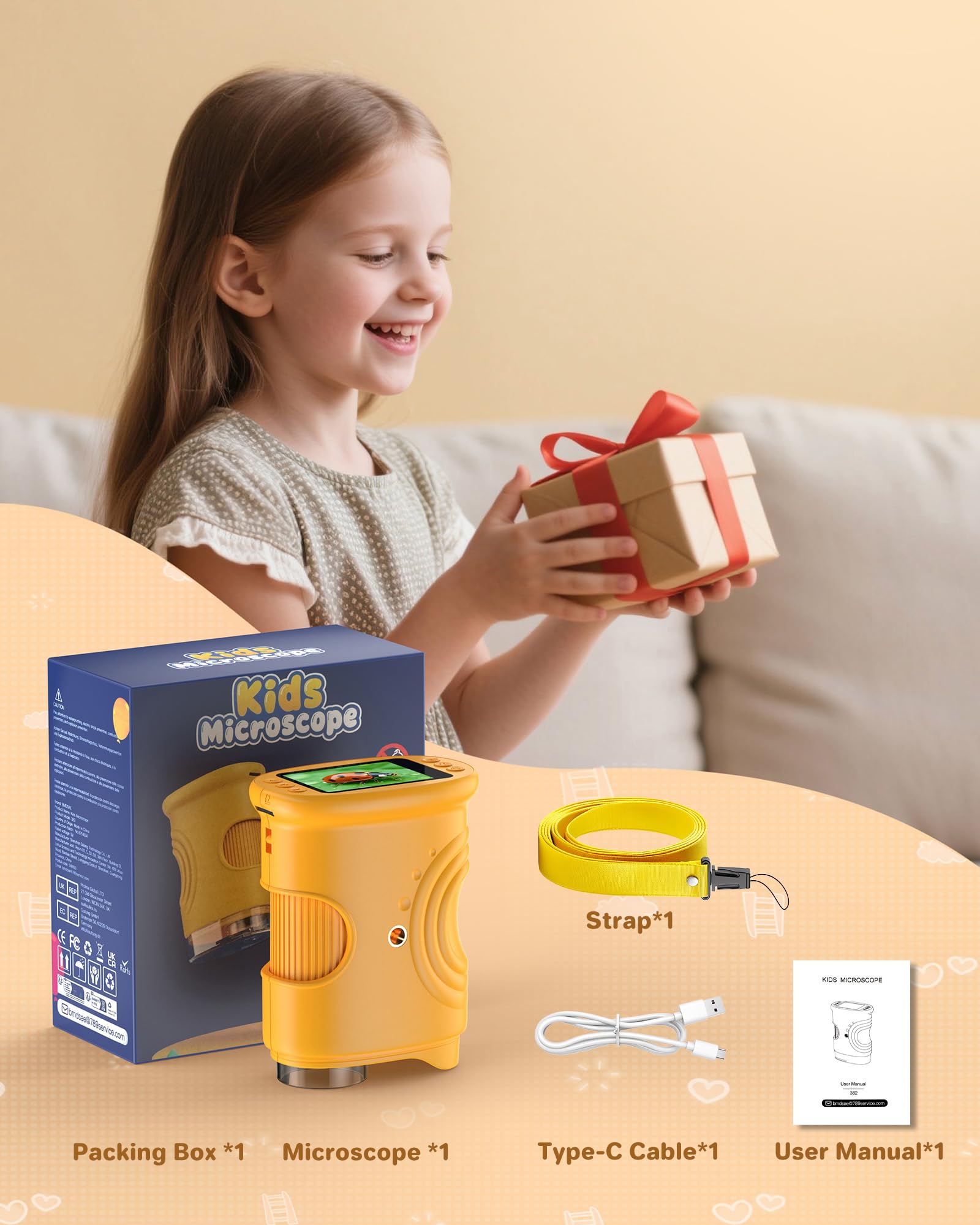 1000X Portatil Digital Microscopio Niños: Magnifying Glass para 2.0" IPS Pantalla - Regalo Original 3-8 8-12 Años Niña Infantil - Lupas Gran Aumento con Luz - Ciencia Experimentos Juguetes
