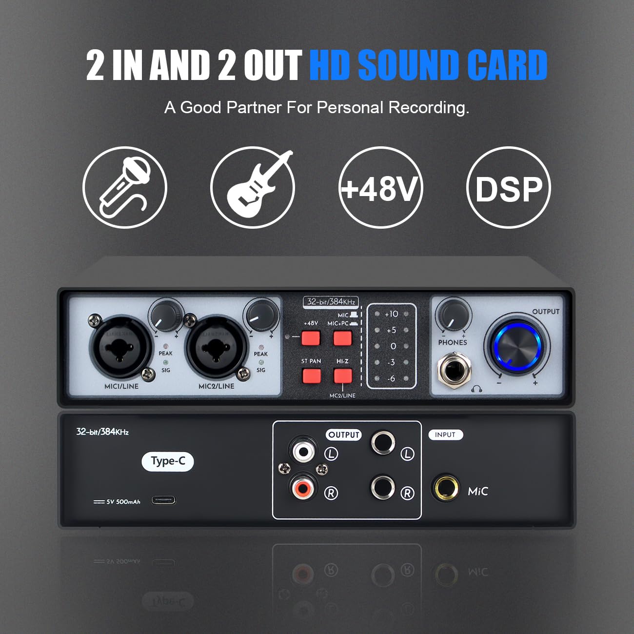 Snapklik.com : Micfuns MX02 USB Audio Interface (32-bit/ 384kHz) Sound ...
