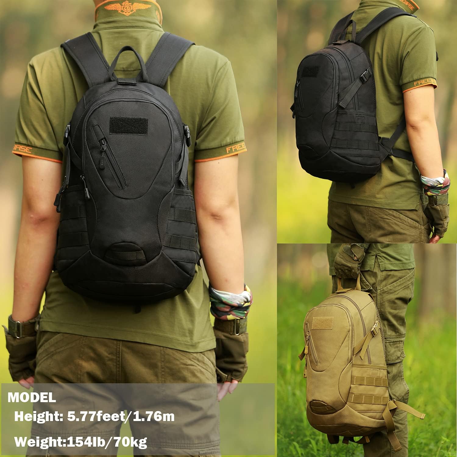 CREATOR Motorcycle Backpack for Men 20L Tactical Military Bag Outdoor Molle Backpack Army Assault Pack for Men