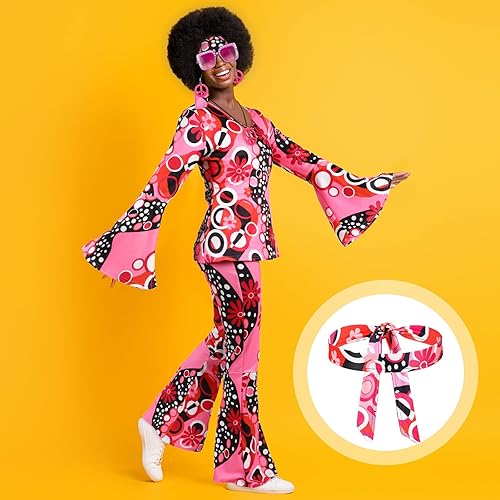 Miniatura 3 de Shihanee 7 Pcs Women 70s Hippie Costume Accessories Disco Outfits Earring Necklace Headband Wig Glasses