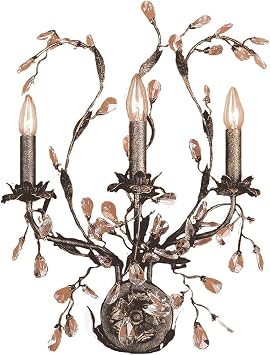 Elk 8050/3 3-Light Bracket in Deep Rust and Crystal Droplets Wall-sconces, 17" W x 24" H