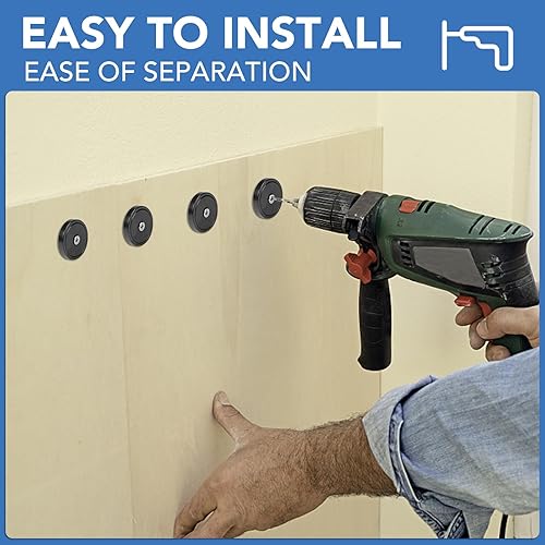 Miniatura 11 de TRYMAG Imanes resistentes – 80 libras, paquete de 6 con agujeros, almohadillas de acero, neodimio, tornillos para montaje en pared, respaldo