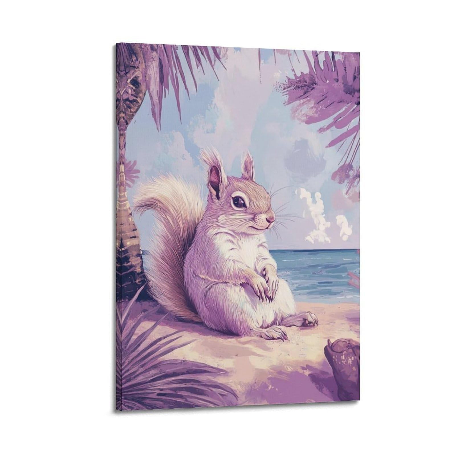 WZKTCL Animal Poster Squirrel on The Beach Poster Decorative Painting Canvas Wall Posters And Art Picture Print Modern Family Bedroom Decor Posters 24x36inch(60x90cm)