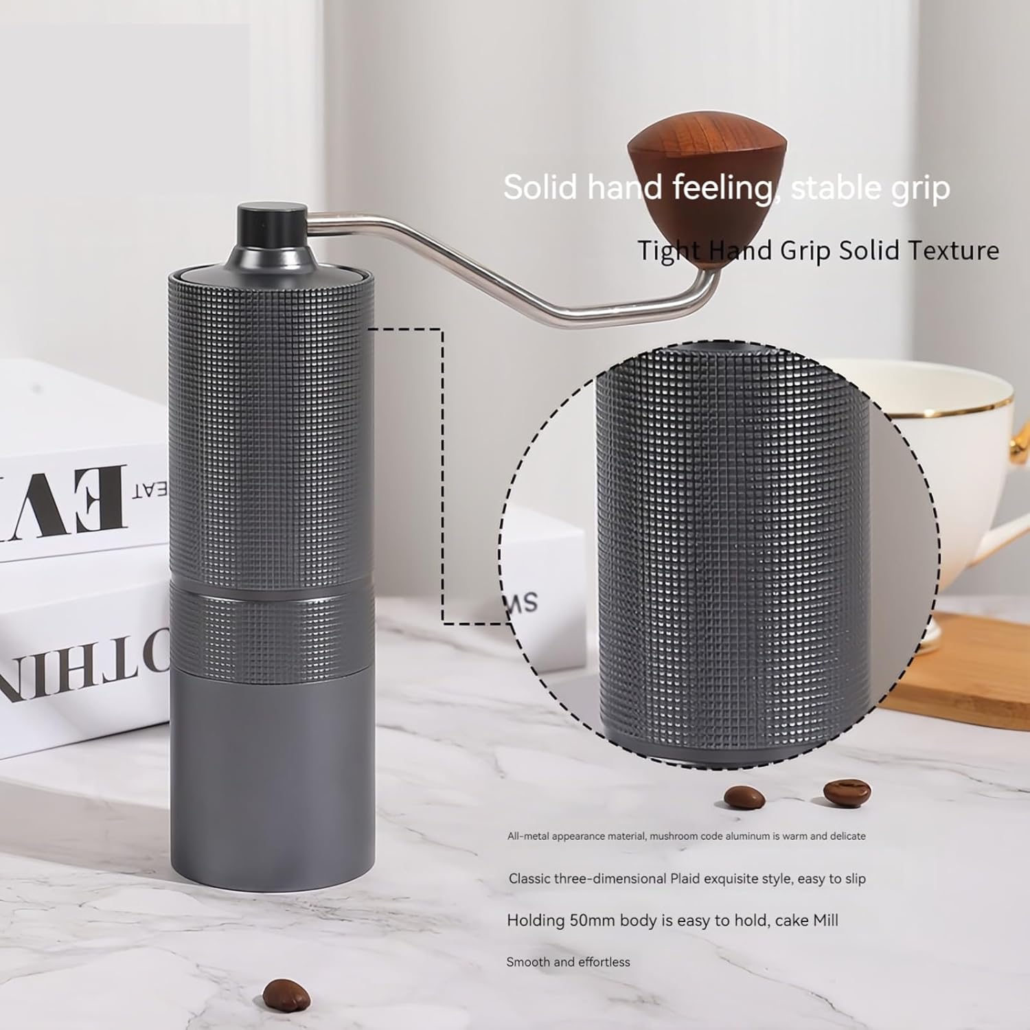 Hand operated coffee grinder coffee grinder manual CNC steel core 6/7star (Seven Star Grey)