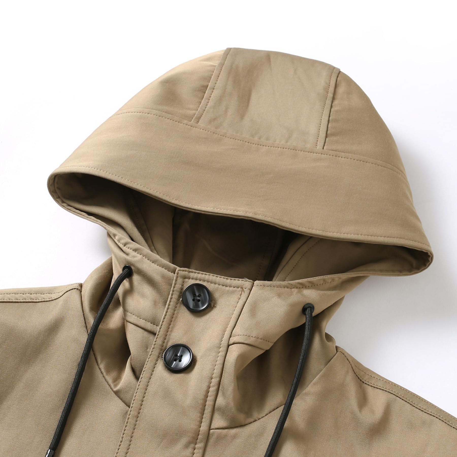 Allthemen Herren Trenchcoat Baumwolle Übergangsjacke mit Kapuze Mantel Herbst Einreiher Jacke Business Casual