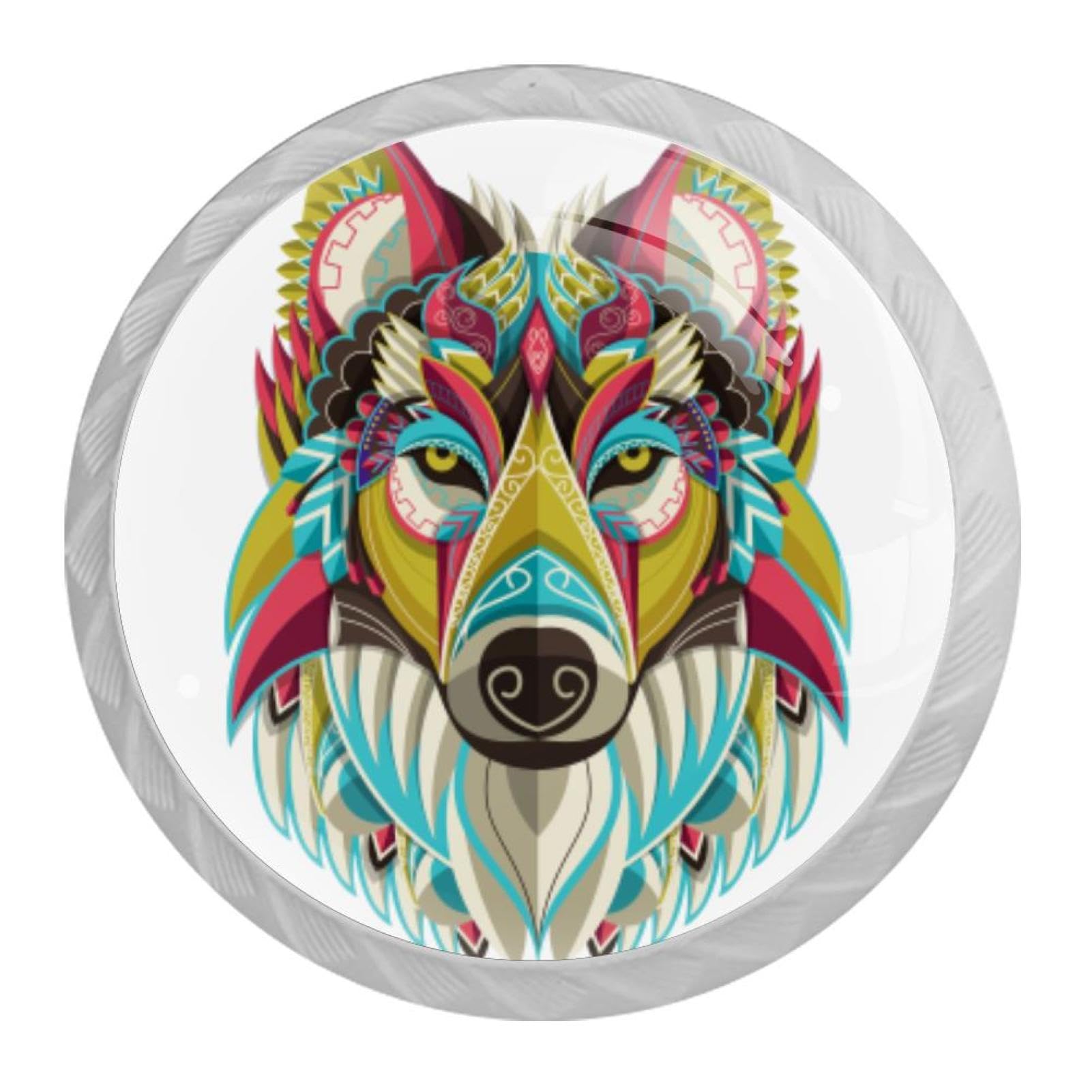 Tqmspg Multi05 4 Pieces Drawer Pulls Animal Wolf Door Knobs Dresser Handles For Kitchen Wardrobe Cupboard Hardware Furniture