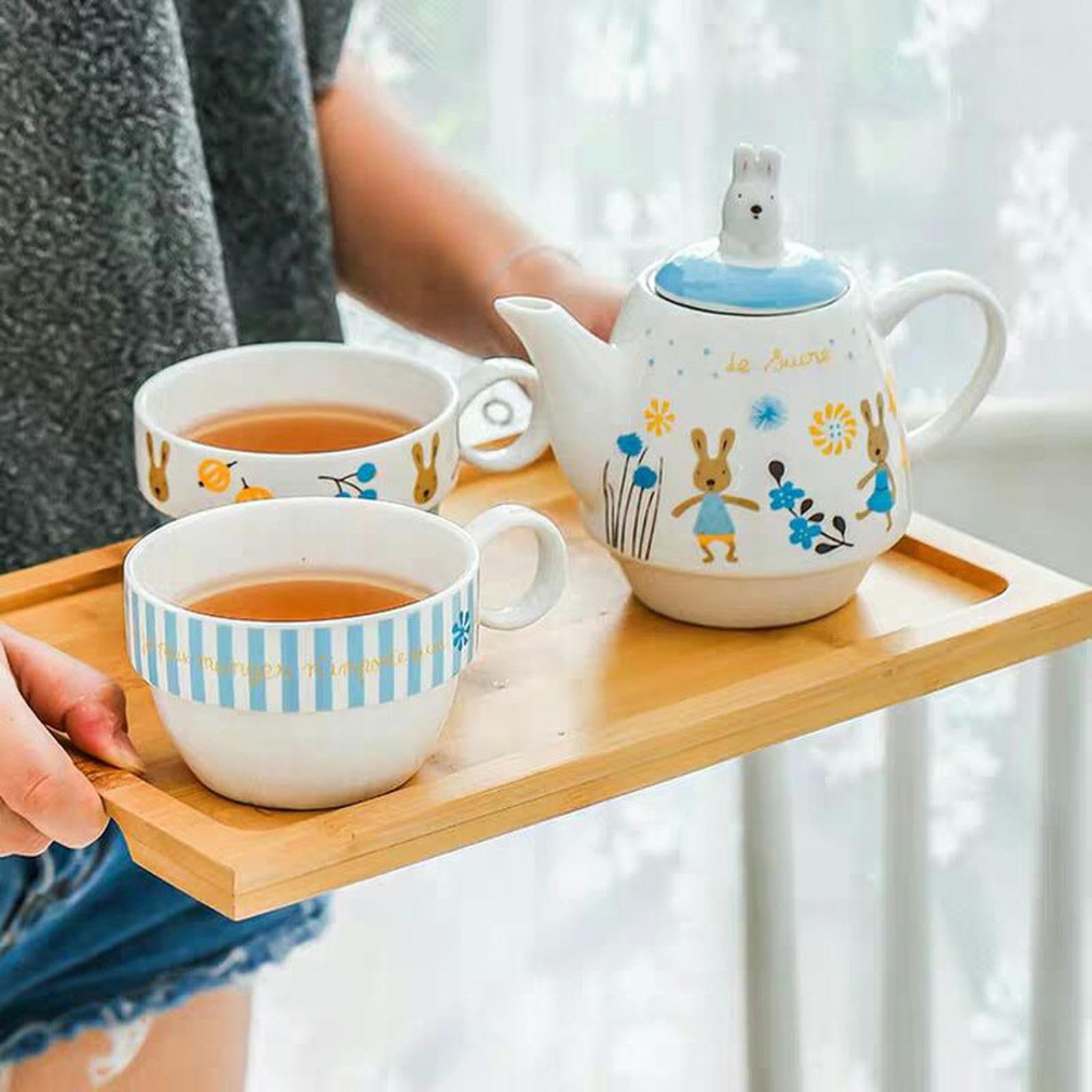 Amazon.com | Cartoon Ceramic Tea Pot Tea Set Sugar Rabbit Mother