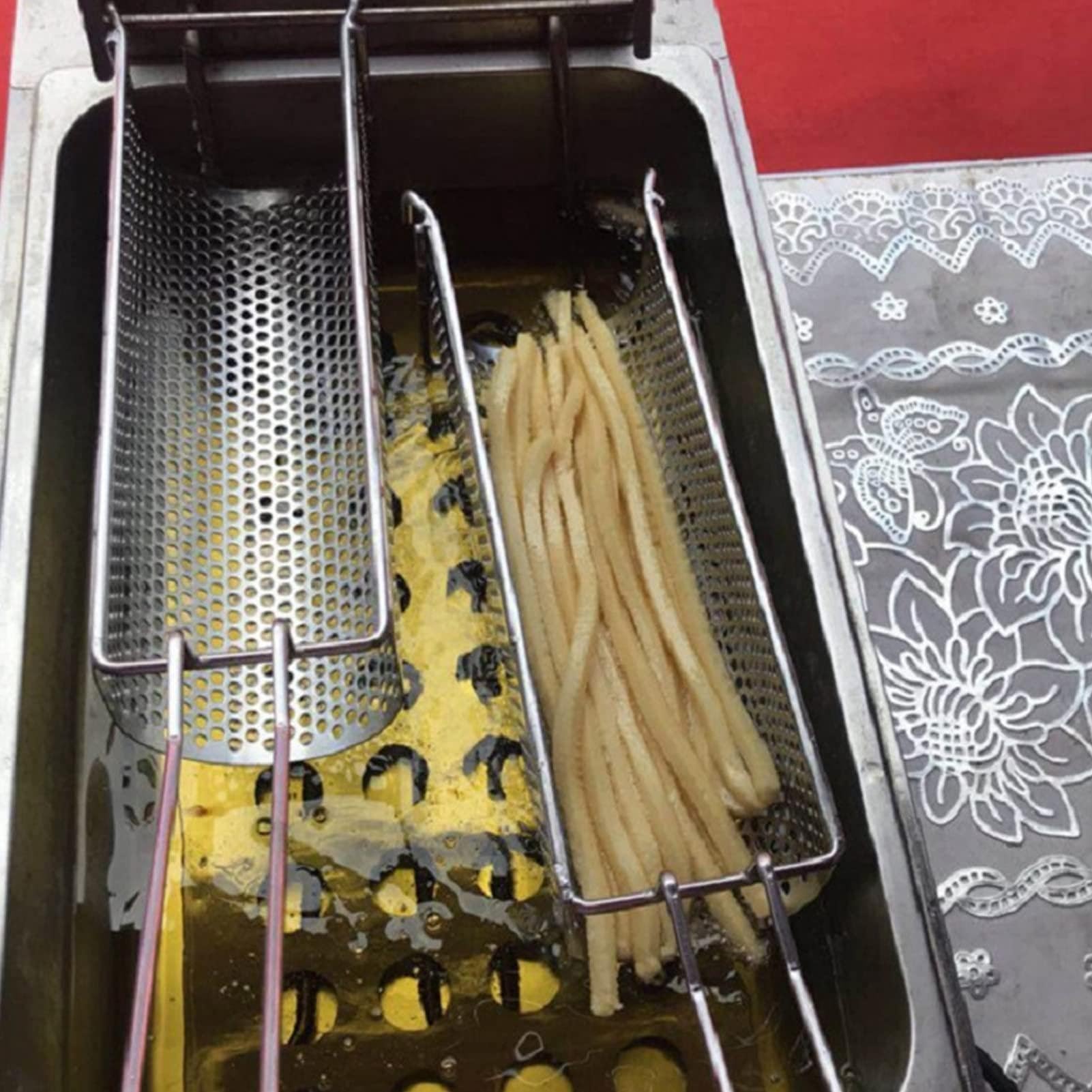 Máquina para freír con cesta para freír, extrusora de patatas de acero inoxidable para prensar y dar forma uniformemente, 12 agujeros para patatas fritas perfectas