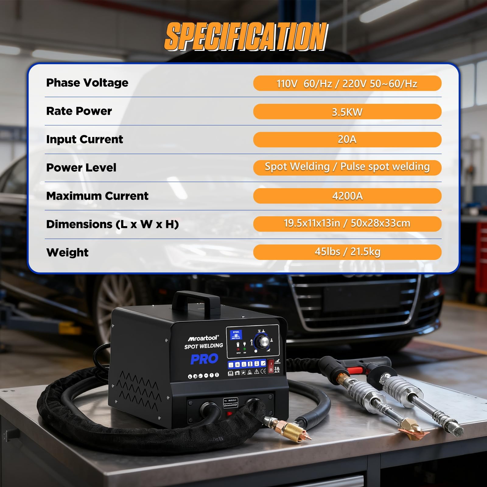 3500W outil de debosselage carrosserie sans rayure, tire clou carrosserie auto/manuel à 6 modes, protection contre la surchauffe, adapté aux bosses de tailles variées et divers tôles de carrosserie